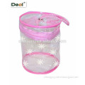wholesale Alibaba OEM factory PVC clear plastic pink round cosmetic pouch